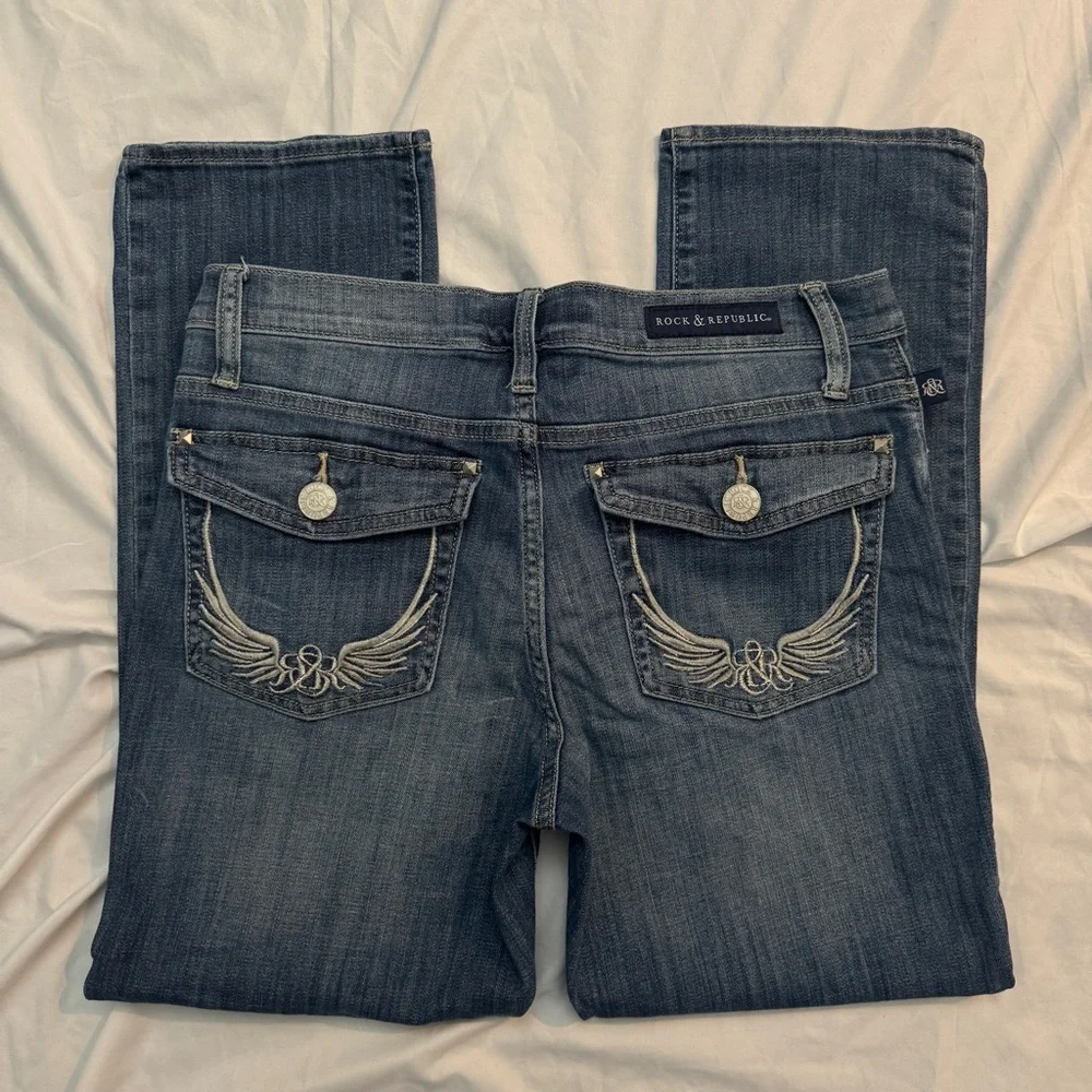 Rock & Republic Women's Blue Lowrise Bootcut Jeans, Kendall - Picture 1 of 7